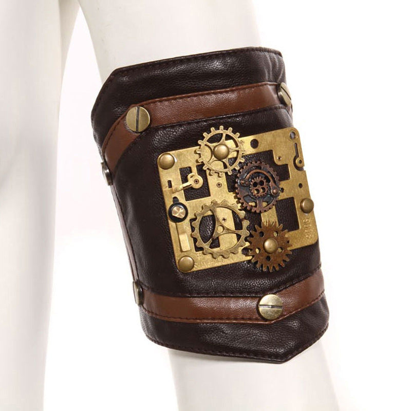 Steampunk Adults Faux Leather Arm Guards  Medieval Belt Leather Buckle Bracers