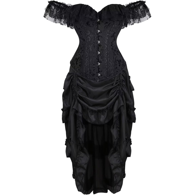 Steampunk Corset Skirt Lace up Gothic Medieval Renaissance Corsets Bustiers for Women