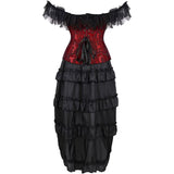 Steampunk Corset Skirt Lace up Gothic Medieval Renaissance Corsets Bustiers for Women