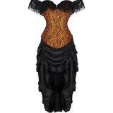 Steampunk Corset Skirt Lace up Gothic Medieval Renaissance Corsets Bustiers for Women