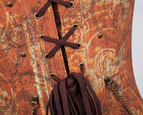 Steampunk Front Zipper Lace Strap Brown Brocade Corset