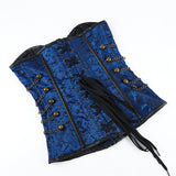 Steampunk Inspired Multi Embroidered Overbust Corset with Chains
