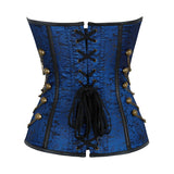 Steampunk Inspired Multi Embroidered Overbust Corset with Chains