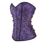 Steampunk Inspired Multi Embroidered Overbust Corset with Chains