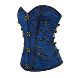 Steampunk Inspired Multi Embroidered Overbust Corset with Chains