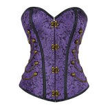 Steampunk Inspired Multi Embroidered Overbust Corset with Chains