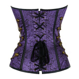Steampunk Inspired Multi Embroidered Overbust Corset with Chains