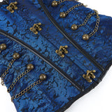 Steampunk Inspired Multi Embroidered Overbust Corset with Chains