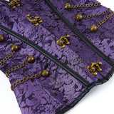 Steampunk Inspired Multi Embroidered Overbust Corset with Chains