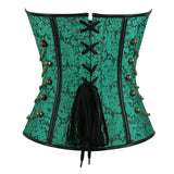 Steampunk Inspired Multi Embroidered Overbust Corset with Chains
