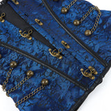 Steampunk Inspired Multi Embroidered Overbust Corset with Chains