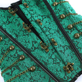 Steampunk Inspired Multi Embroidered Overbust Corset with Chains