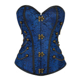 Steampunk Inspired Multi Embroidered Overbust Corset with Chains