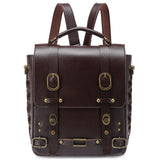 Steampunk Leather Messenger Bag Retro Briefcase Handheld Shoulder Backpack