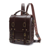 Steampunk Leather Messenger Bag Retro Briefcase Handheld Shoulder Backpack