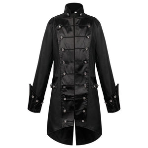 Steampunk Medieval Jacket Medieval Standing Collar Coat Double Breasted Costume Gothic Halloween Winter Jackets for Men