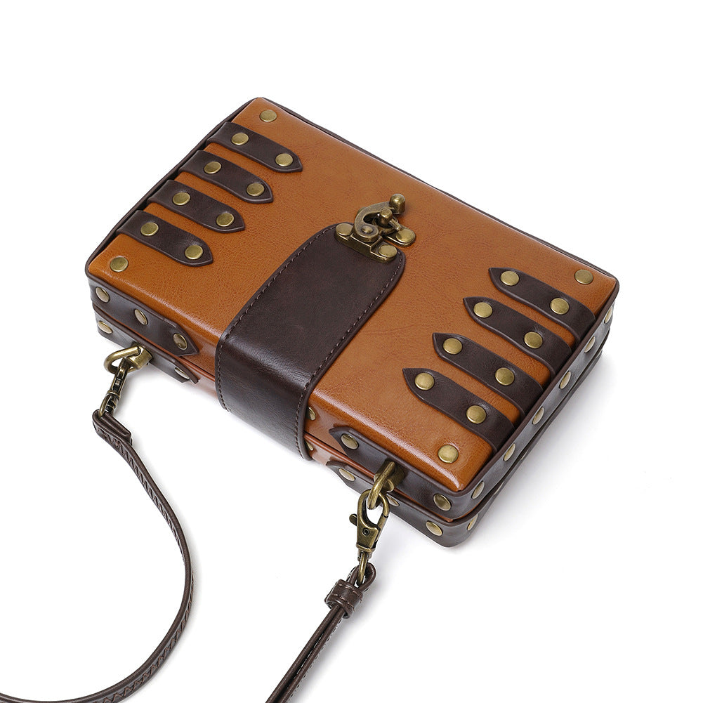 Steampunk Messenger Bag Leather Retro Brown Briefcase Handbags