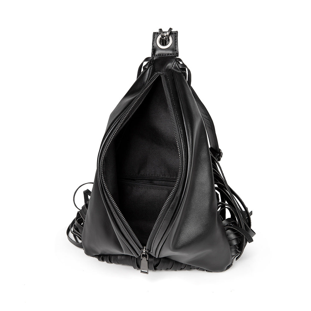 Steampunk Retro Medieval Gothic Fringe Bag Black Backpack