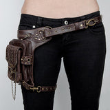 Steampunk Waist Pack Leather Shoulder Holster Purse Travel Pouch Bag