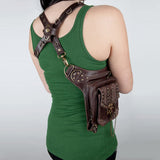 Steampunk Waist Pack Leather Shoulder Holster Purse Travel Pouch Bag