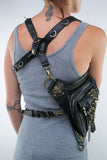 Steampunk Waist Pack Leather Shoulder Holster Purse Travel Pouch Bag