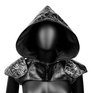 Unisex Steampunk Rogue Cowl Hat with Adjustable Arms Buckles Hooded Cape