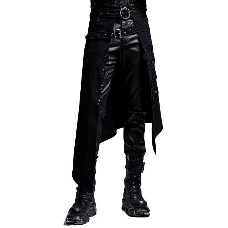 Unisex Punk Rave Daily Half Skirt Woven Fabric Adjustable Hip Hop Skirt