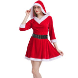 2 Pack Women Christmas Santa Costume Set Velvet Dress with Belt for Cosplay