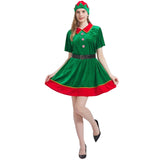 Womens Holiday Elf Costume Dress and Hat Elf Costume for Women