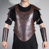 Viking Faux Leather Embossed Chest Armor Retro Medieval Knight Leather Armor for LARP Cosplay