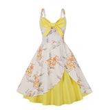 Vintage Floral Cocktail Dress Bowknot Retro 1950s Vintage Dress