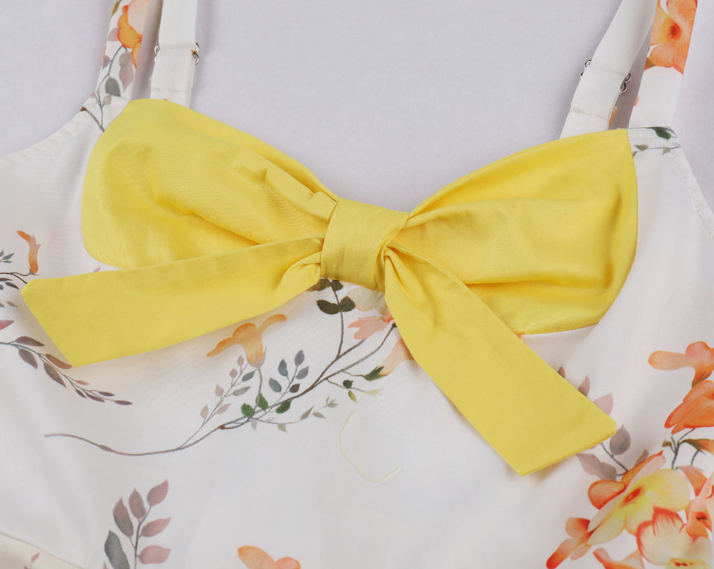 Vintage Floral Cocktail Dress Bowknot Retro 1950s Vintage Dress