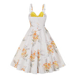 Vintage Floral Cocktail Dress Bowknot Retro 1950s Vintage Dress