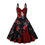 Vintage Floral Cocktail Dress Bowknot Retro 1950s Vintage Dress