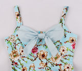 Vintage Floral Cocktail Dress Bowknot Retro 1950s Vintage Dress