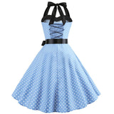 Vintage Women 1950s Rockabilly Swing Dress Pinup 50s Retro Hepburn Style Halterneck A-Line Dresses
