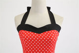 Vintage Women 1950s Rockabilly Swing Dress Pinup 50s Retro Hepburn Style Halterneck A-Line Dresses