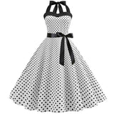 Vintage Women 1950s Rockabilly Swing Dress Pinup 50s Retro Hepburn Style Halterneck A-Line Dresses