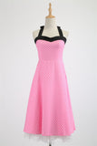 Vintage Women 1950s Rockabilly Swing Dress Pinup 50s Retro Hepburn Style Halterneck A-Line Dresses