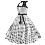 Vintage Women 1950s Rockabilly Swing Dress Pinup 50s Retro Hepburn Style Halterneck A-Line Dresses