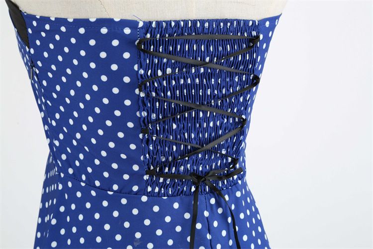 Vintage Women 1950s Rockabilly Swing Dress Pinup 50s Retro Hepburn Style Halterneck A-Line Dresses