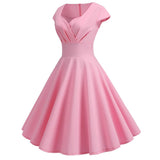 Women 1950s 1960s 1980s Retro Vintage Cocktail Party Swing Pink Prom Rockabilly Dresses