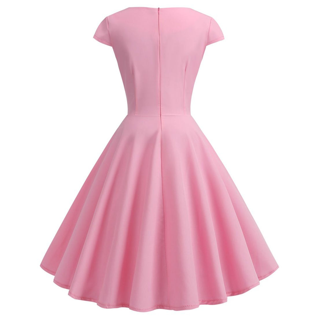 retro cocktail dresses Women 1950s 1960s 1980s Retro Vintage Cocktail Party Swing Pink Prom R – Hiipps