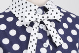 Women 1950s Vintage Short Sleeve Peter Pan Collar Polka Dot A Line Midi Summer Dress Cocktail Party Evening Prom Gown