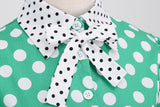 Women 1950s Vintage Short Sleeve Peter Pan Collar Polka Dot A Line Midi Summer Dress Cocktail Party Evening Prom Gown