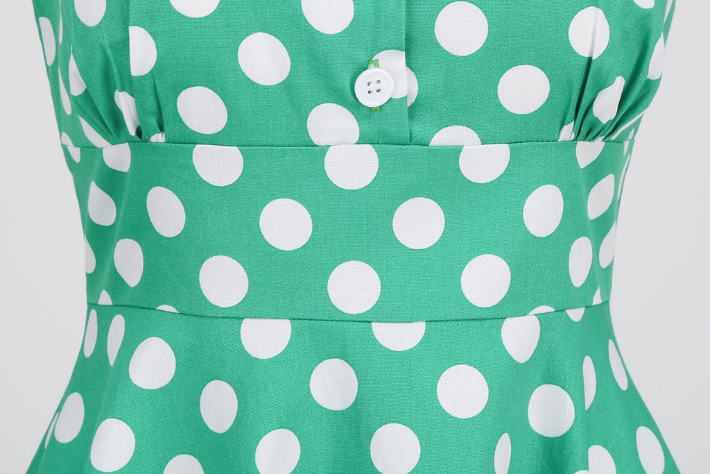 Women 1950s Vintage Short Sleeve Peter Pan Collar Polka Dot A Line Midi Summer Dress Cocktail Party Evening Prom Gown