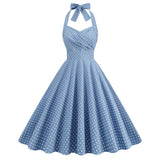 Women 1950s Halter Polka Dot Vintage Halter Cocktail Swing Pinup Rockabilly Dresses