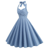 Women 1950s Halter Polka Dot Vintage Halter Cocktail Swing Pinup Rockabilly Dresses