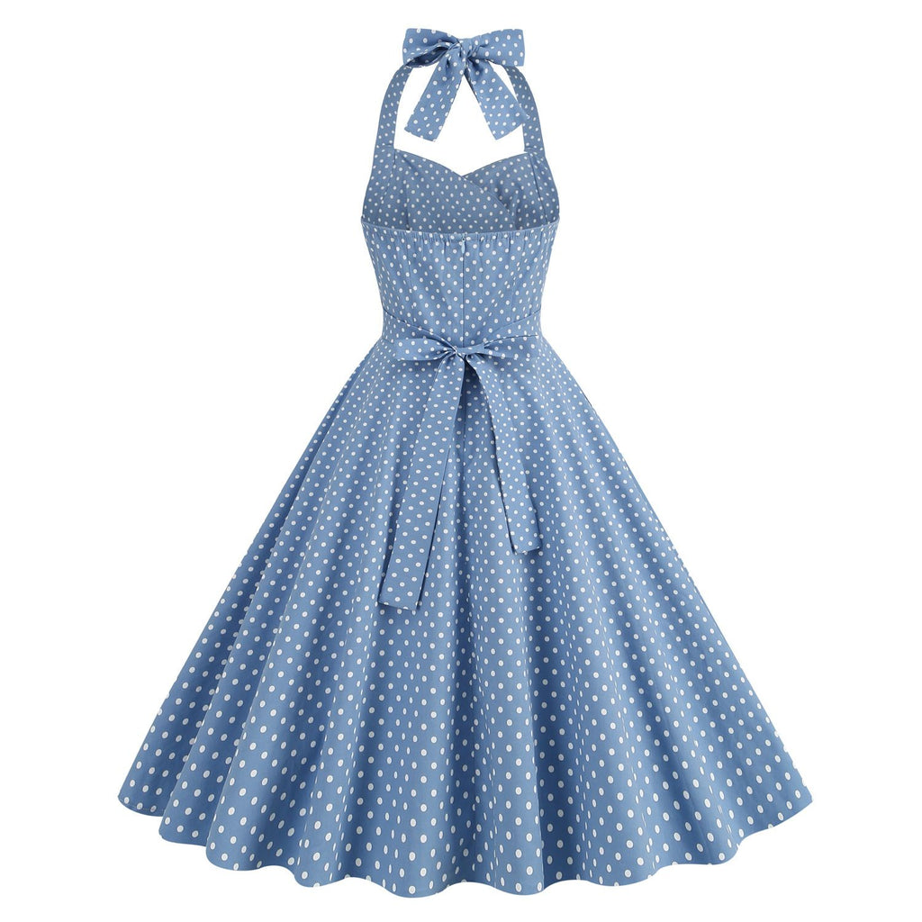 Women 1950s Halter Polka Dot Vintage Halter Cocktail Swing Pinup Rocka Hiipps Women 1950s Halter Polka Dot Vintage Halter Cocktail Swing Pinup Rocka Hiipps