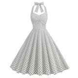 Women 1950s Halter Polka Dot Vintage Halter Cocktail Swing Pinup Rockabilly Dresses